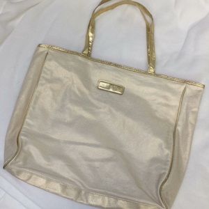 Clarins Cream & Gold Large Tote Bag